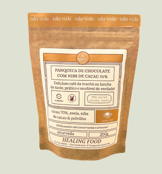 Panqueca de Chocolate 70 %  com Nibs de Cacau